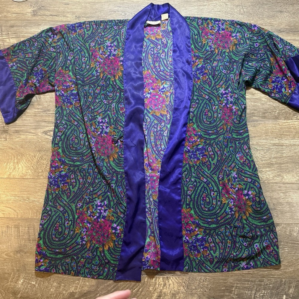 VTG Victoria Secret Floral Robe One Size Old Money With Pockets No‎ Belt